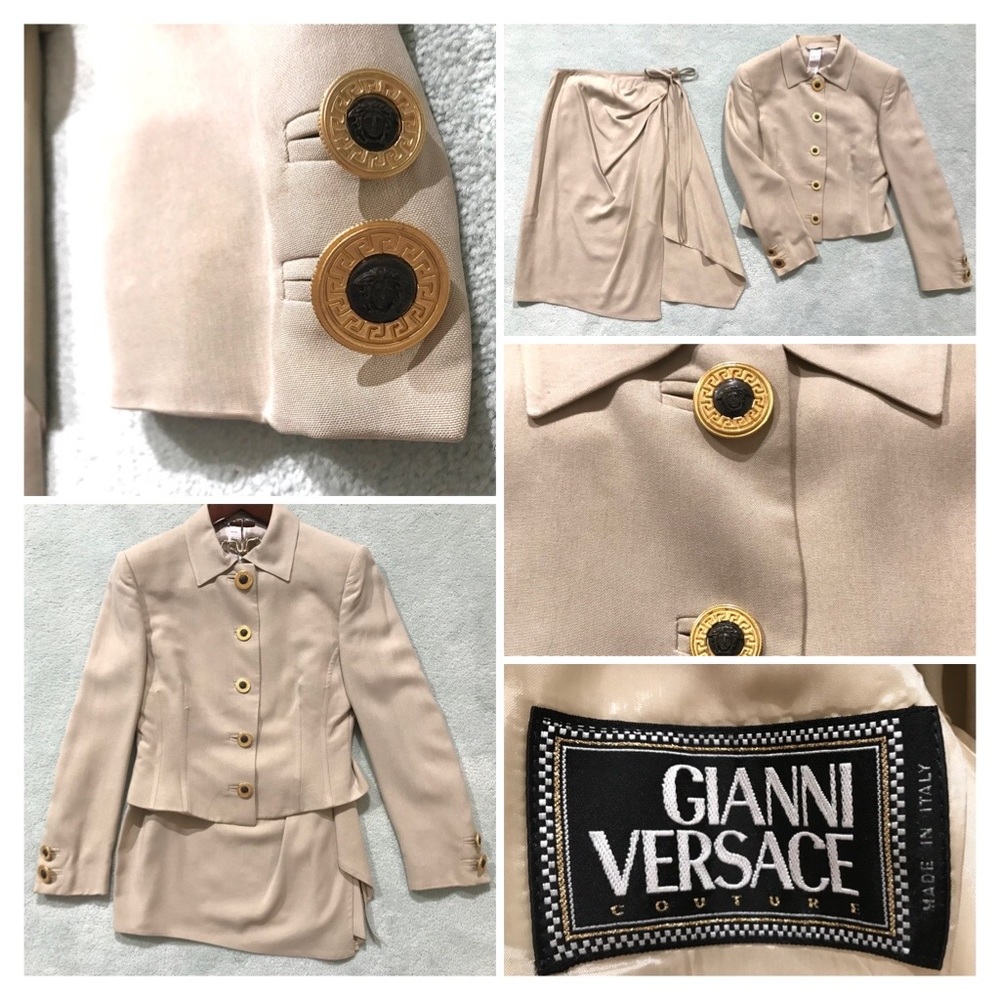 Versace Couture 100% Silk Suit with Amazing Goldtone Buttons